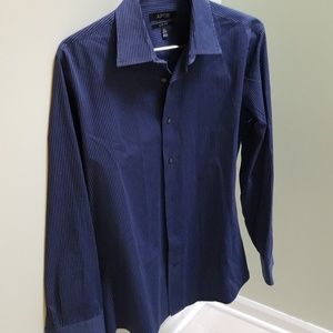 Blue Stripe Button Down Dress Shirt Slim Fit